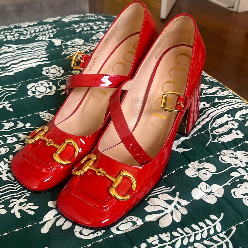 Gucci Bright Red Patent Horsebit Platform Heel (high gloss!) - no returns